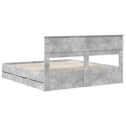 vidaXL Bed Frame with Drawer Concrete Grey 180 x 200 cm Engineer Wood