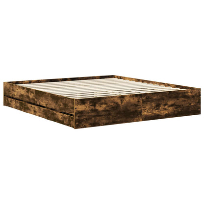 vidaXL Bed Frame with Drawer Smoked Oak 180 x 200 cm Engineer Wood