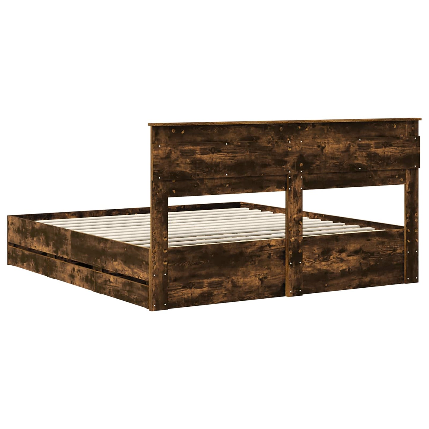 vidaXL Bed Frame with Drawer Smoked Oak 180 x 200 cm Engineer Wood