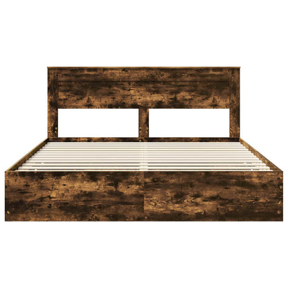 vidaXL Bed Frame with Drawer Smoked Oak 180 x 200 cm Engineer Wood