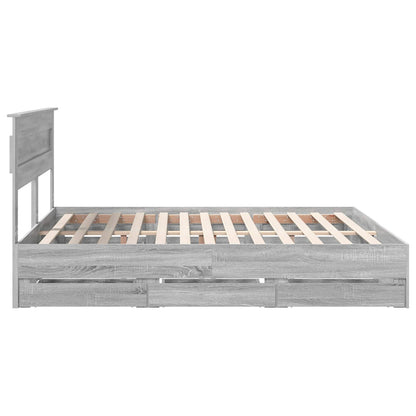 vidaXL Bed Frame with Drawer Grey Sonoma 180 x 200 cm Engineer Wood