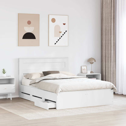vidaXL Bed Frame with Drawer White 160 x 200 cm Engineer Wood