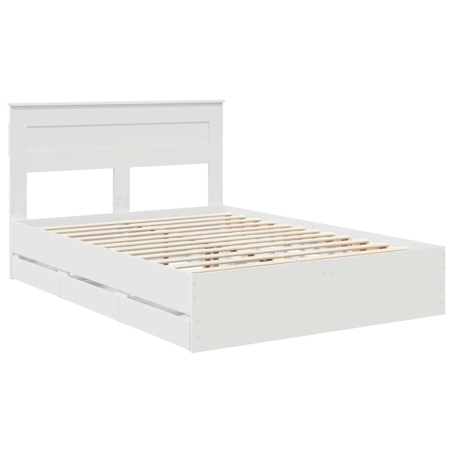 vidaXL Bed Frame with Drawer White 160 x 200 cm Engineer Wood