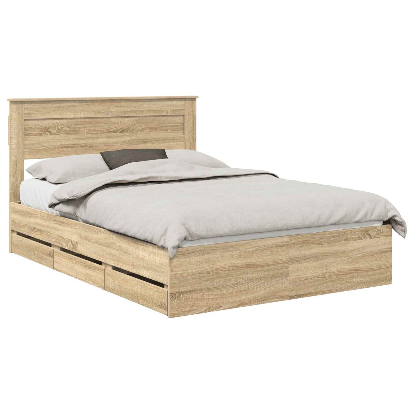 vidaXL Bed Frame with Drawer Sonoma Oak 160 x 200 cm Engineer Wood
