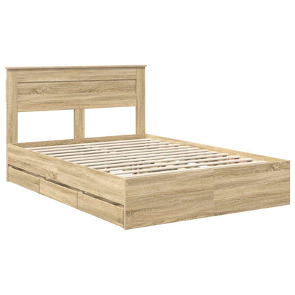 vidaXL Bed Frame with Drawer Sonoma Oak 160 x 200 cm Engineer Wood