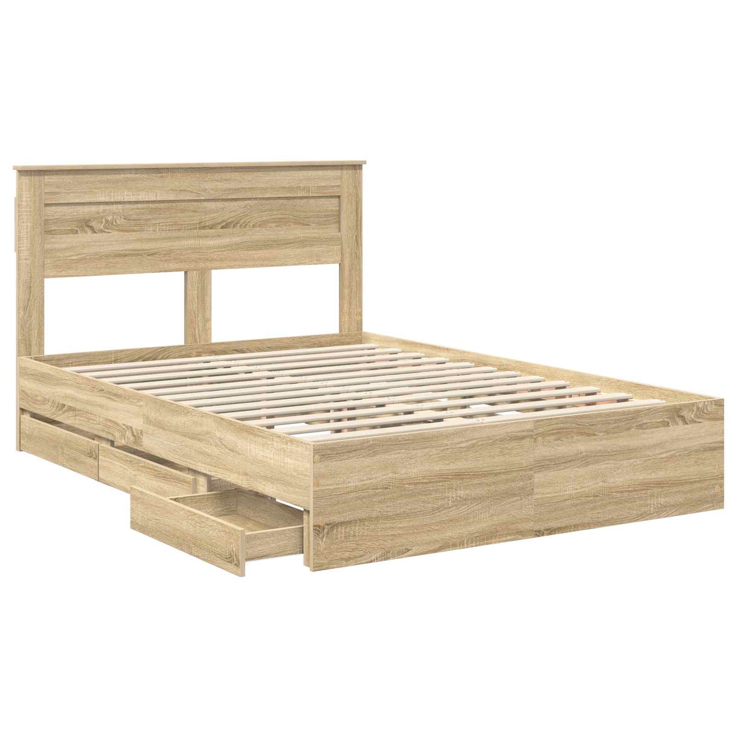 vidaXL Bed Frame with Drawer Sonoma Oak 160 x 200 cm Engineer Wood