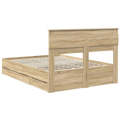 vidaXL Bed Frame with Drawer Sonoma Oak 160 x 200 cm Engineer Wood