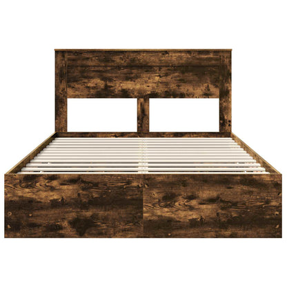 vidaXL Bed Frame with Drawer Smoked Oak 160 x 200 cm Engineer Wood
