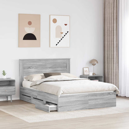 vidaXL Bed Frame with Drawer Grey Sonoma 160 x 200 cm Engineer Wood