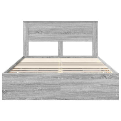 vidaXL Bed Frame with Drawer Grey Sonoma 160 x 200 cm Engineer Wood