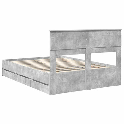 vidaXL Bed Frame with Drawer Concrete Grey 140 x 190 cm Engineer Wood