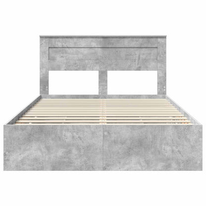 vidaXL Bed Frame with Drawer Concrete Grey 140 x 190 cm Engineer Wood
