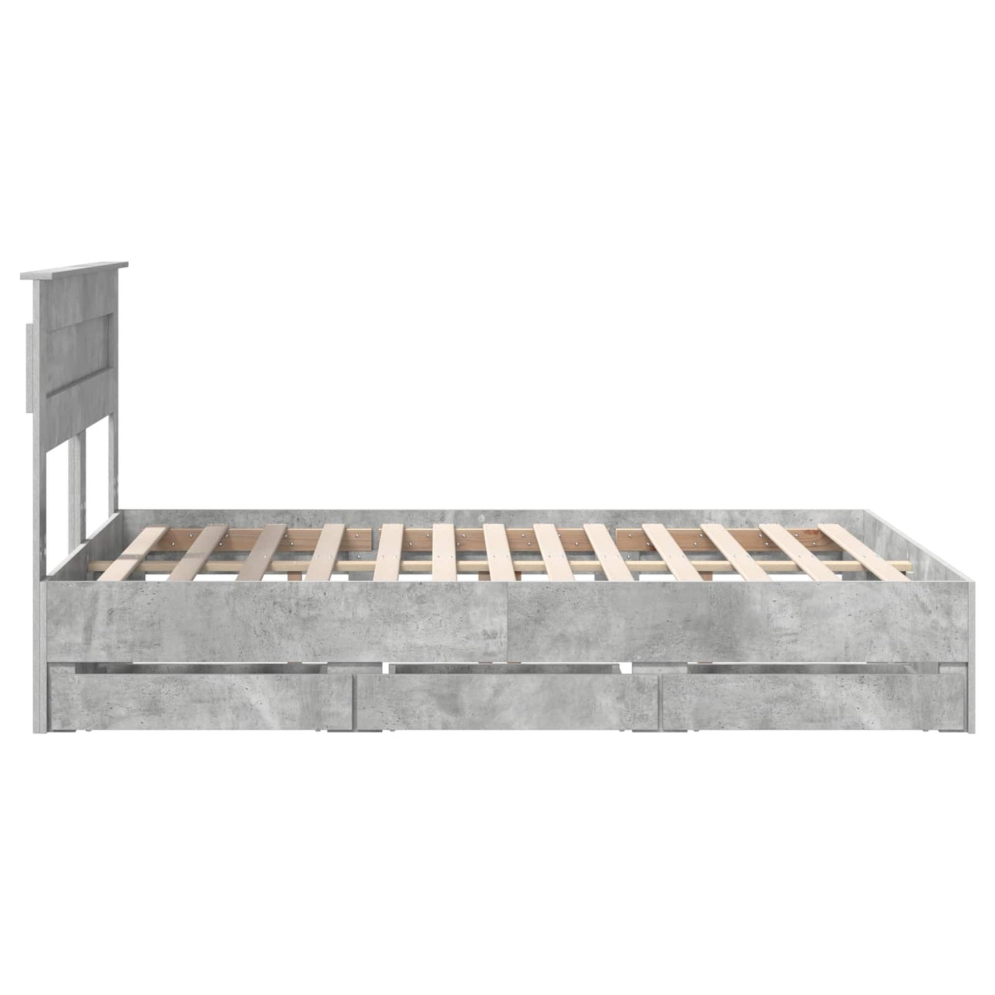 vidaXL Bed Frame with Drawer Concrete Grey 140 x 190 cm Engineer Wood