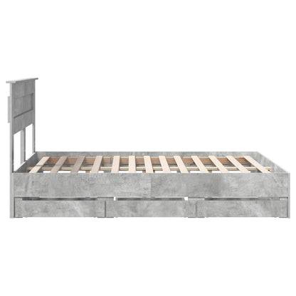 vidaXL Bed Frame with Drawer Concrete Grey 140 x 190 cm Engineer Wood