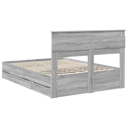 vidaXL Bed Frame with Drawer Grey Sonoma 140 x 200 cm Engineer Wood