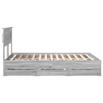 vidaXL Bed Frame with Drawer Grey Sonoma 140 x 200 cm Engineer Wood