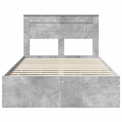 vidaXL Bed Frame with Drawer Concrete Grey 135 x 190 cm Engineer Wood