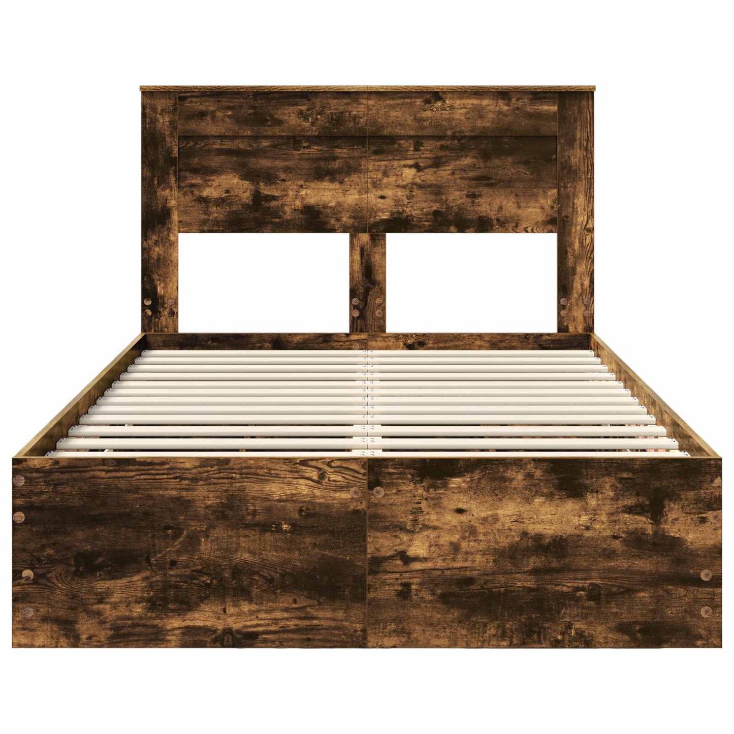 vidaXL Bed Frame with Drawer Smoked Oak 135 x 190 cm Engineer Wood