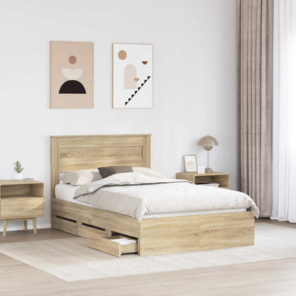 vidaXL Bed Frame with Drawer Sonoma Oak 120 x 190 cm Engineer Wood