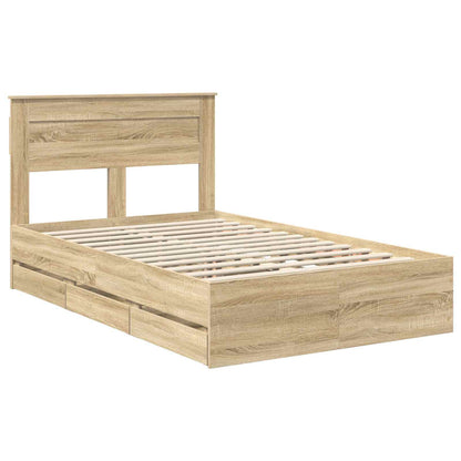 vidaXL Bed Frame with Drawer Sonoma Oak 120 x 190 cm Engineer Wood
