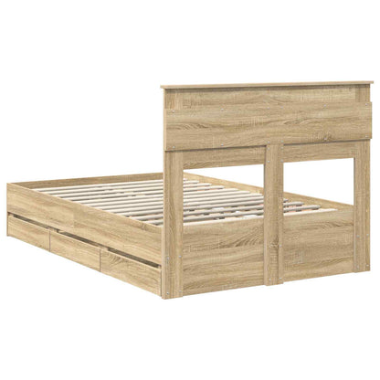 vidaXL Bed Frame with Drawer Sonoma Oak 120 x 190 cm Engineer Wood