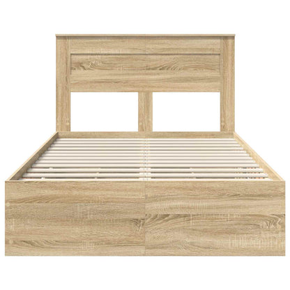 vidaXL Bed Frame with Drawer Sonoma Oak 120 x 190 cm Engineer Wood
