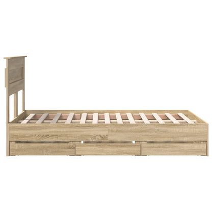 vidaXL Bed Frame with Drawer Sonoma Oak 120 x 190 cm Engineer Wood