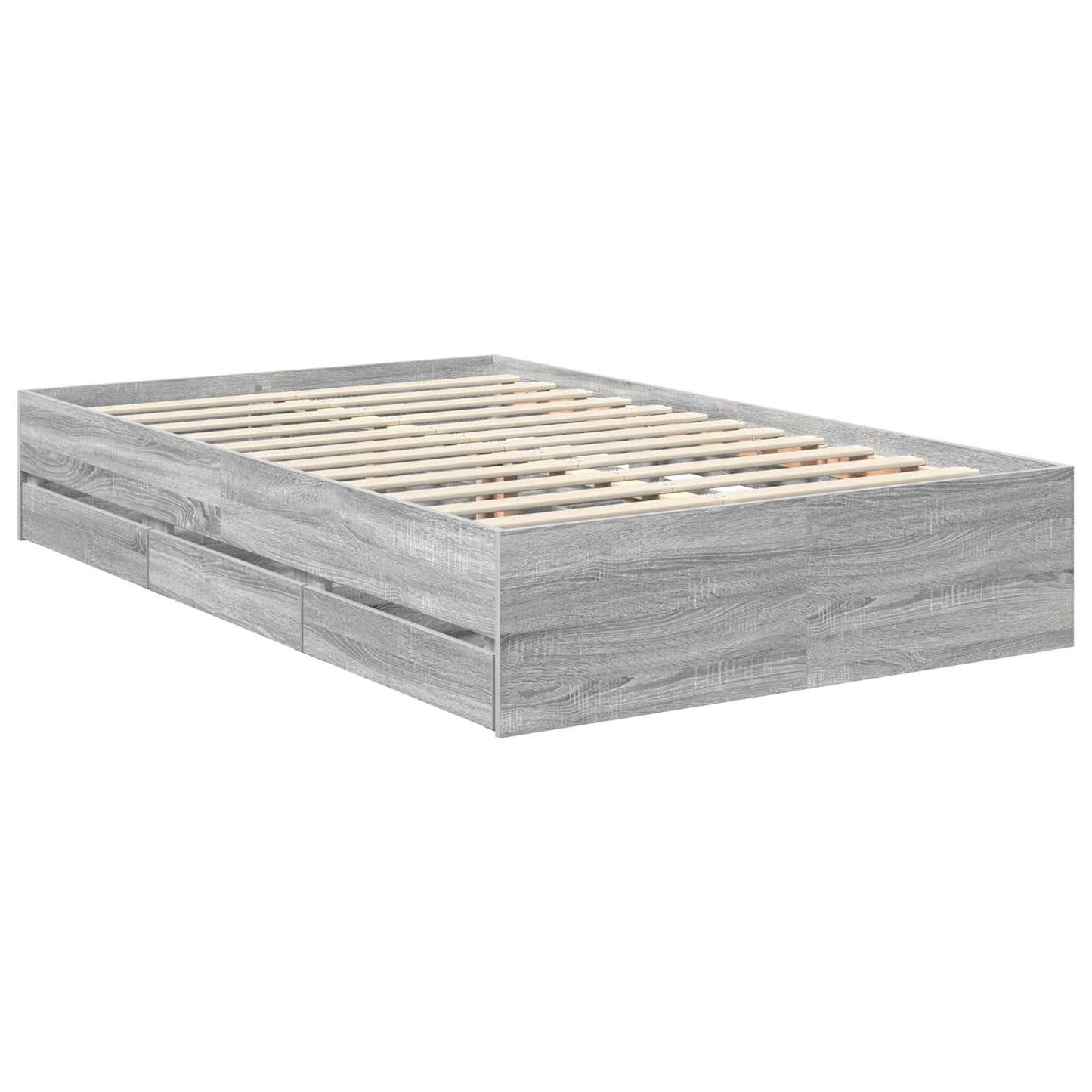 vidaXL Bed Frame with Drawer Grey Sonoma 120 x 190 cm Engineer Wood