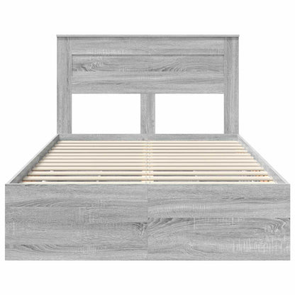 vidaXL Bed Frame with Drawer Grey Sonoma 120 x 190 cm Engineer Wood