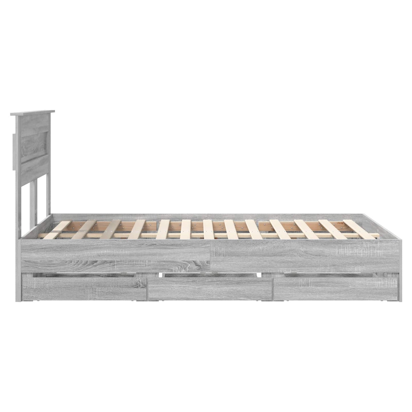 vidaXL Bed Frame with Drawer Grey Sonoma 120 x 190 cm Engineer Wood