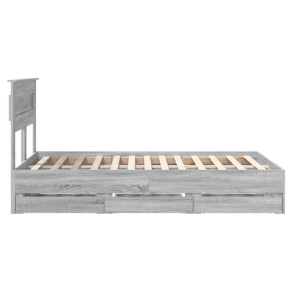 vidaXL Bed Frame with Drawer Grey Sonoma 120 x 190 cm Engineer Wood