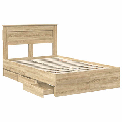 vidaXL Bed Frame with Drawer Sonoma Oak 120 x 200 cm Engineer Wood