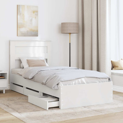 vidaXL Bed Frame with Drawer White 100 x 200 cm Engineer Wood