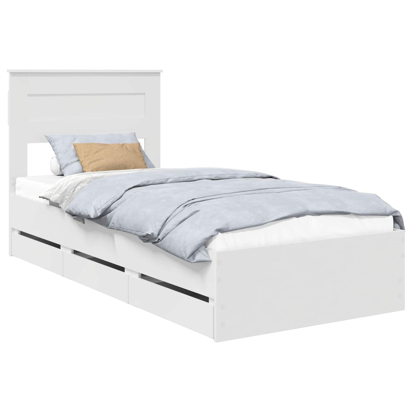 vidaXL Bed Frame with Drawer White 100 x 200 cm Engineer Wood