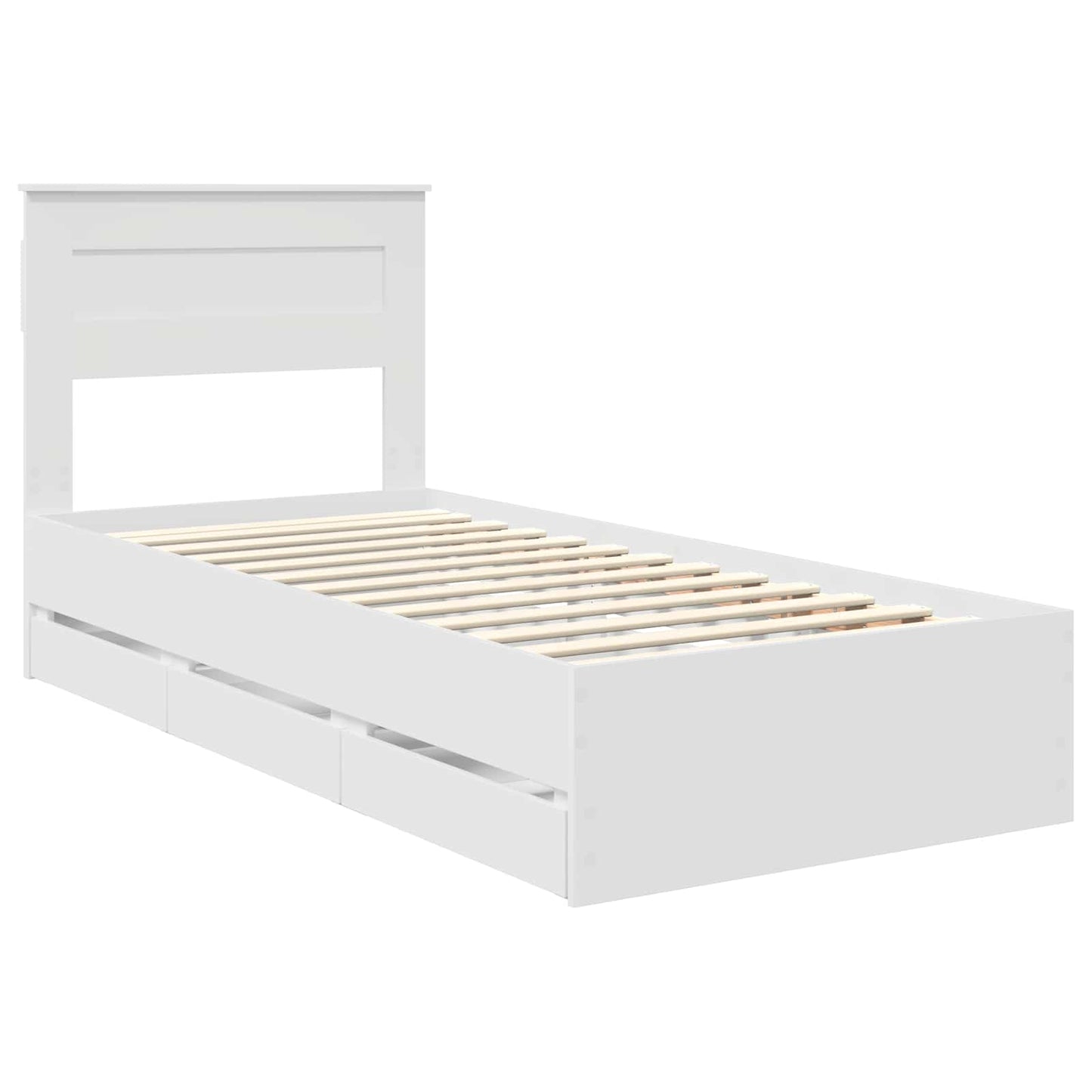vidaXL Bed Frame with Drawer White 100 x 200 cm Engineer Wood