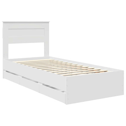 vidaXL Bed Frame with Drawer White 100 x 200 cm Engineer Wood