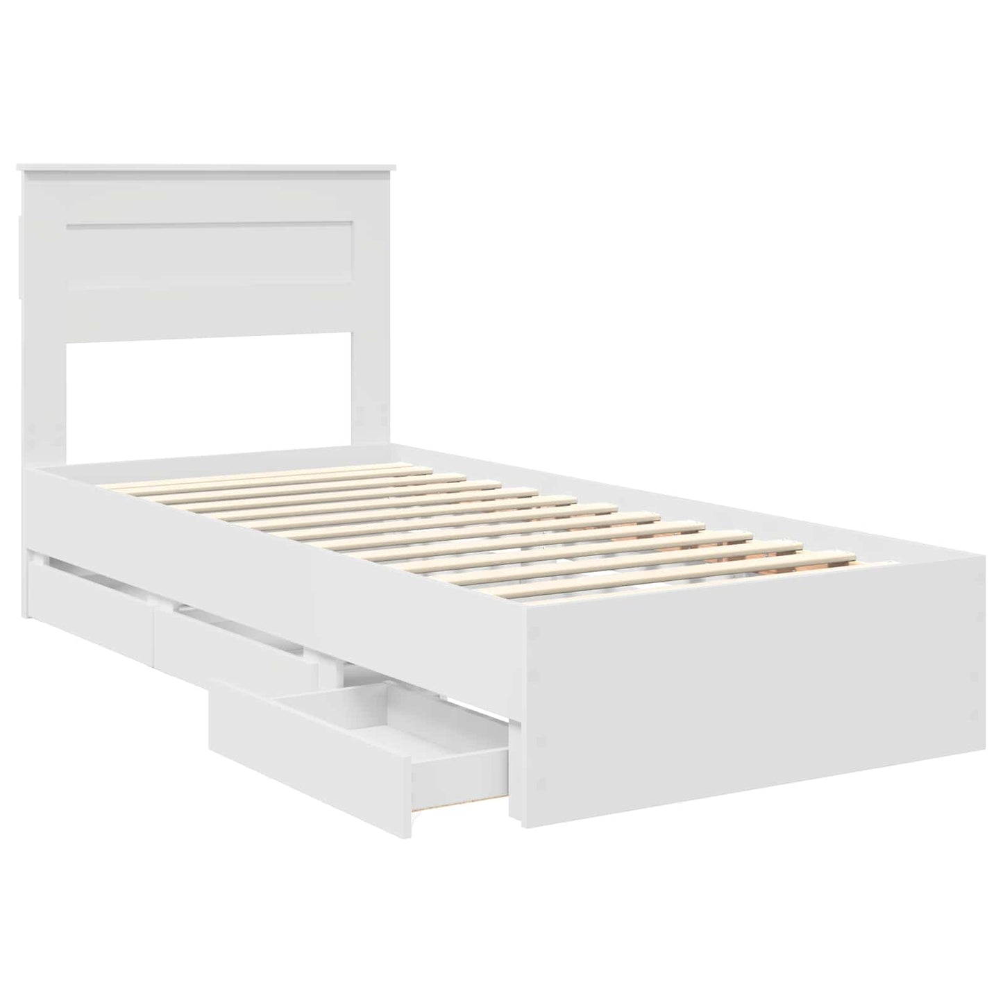 vidaXL Bed Frame with Drawer White 100 x 200 cm Engineer Wood