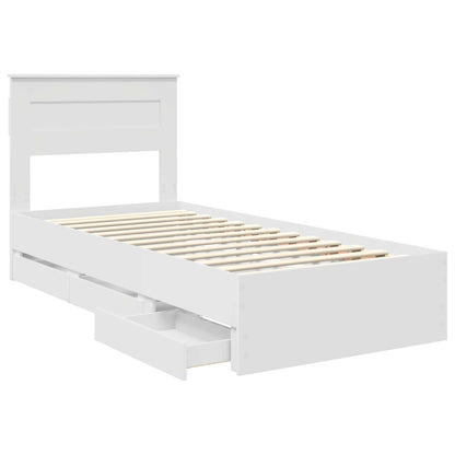 vidaXL Bed Frame with Drawer White 100 x 200 cm Engineer Wood