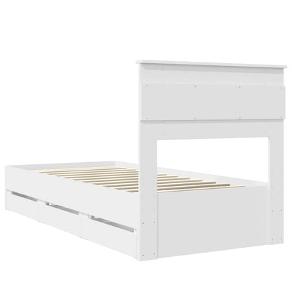 vidaXL Bed Frame with Drawer White 100 x 200 cm Engineer Wood