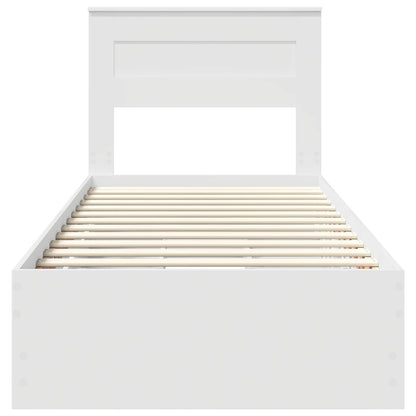 vidaXL Bed Frame with Drawer White 100 x 200 cm Engineer Wood