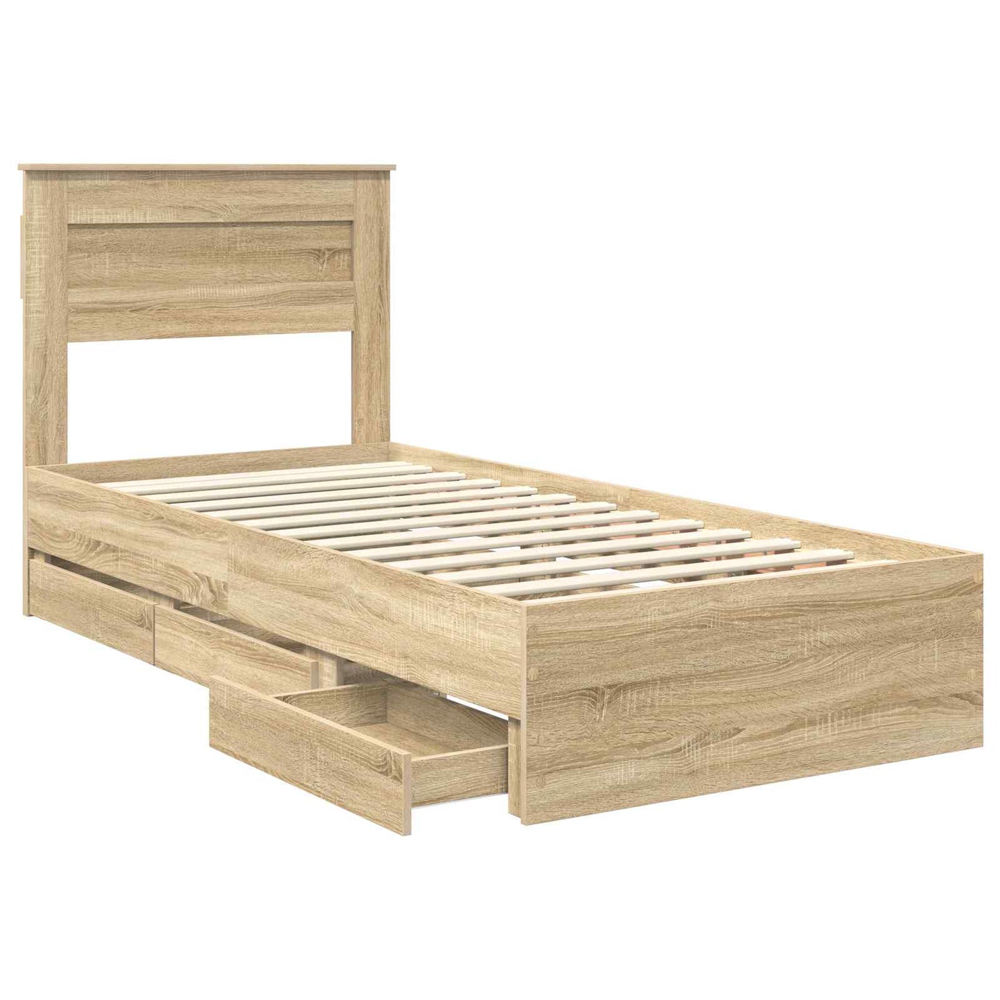 vidaXL Bed Frame with Drawer Sonoma Oak 100 x 200 cm Engineer Wood