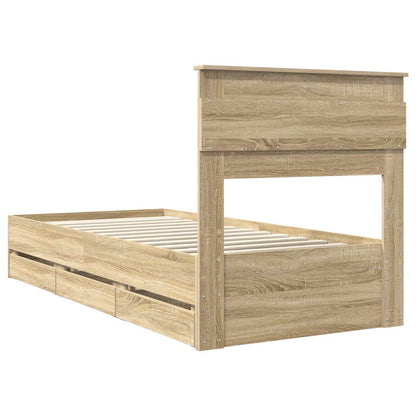 vidaXL Bed Frame with Drawer Sonoma Oak 100 x 200 cm Engineer Wood