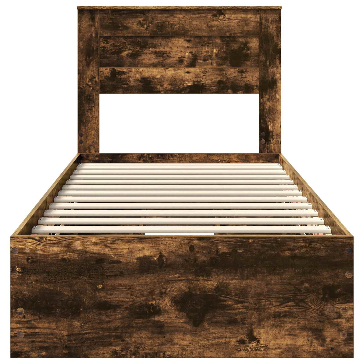 vidaXL Bed Frame with Drawer Smoked Oak 100 x 200 cm Engineer Wood