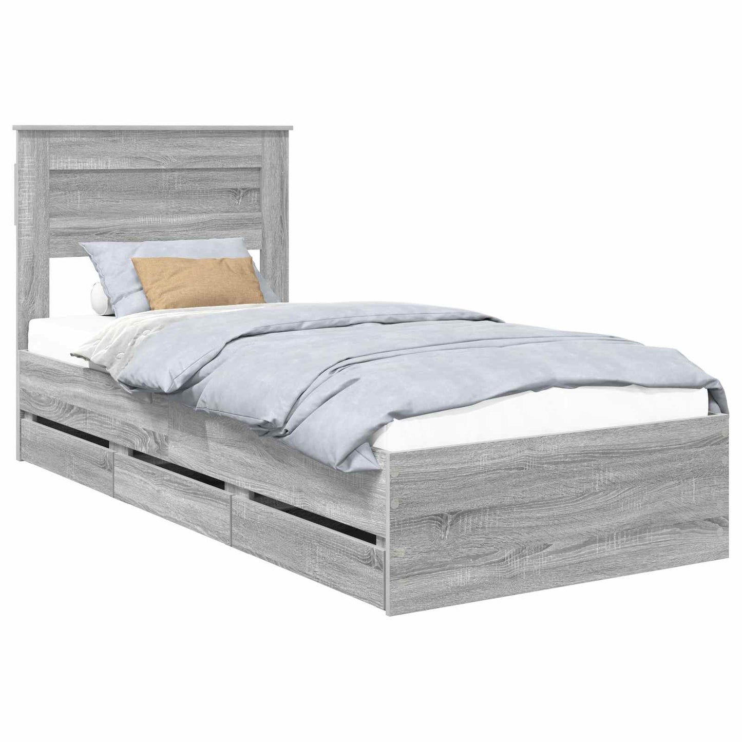 vidaXL Bed Frame with Drawer Grey Sonoma 100 x 200 cm Engineer Wood