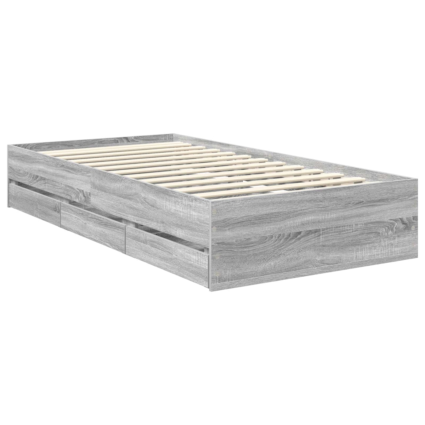 vidaXL Bed Frame with Drawer Grey Sonoma 100 x 200 cm Engineer Wood