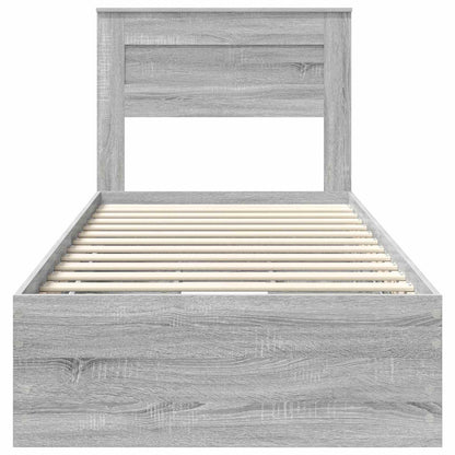 vidaXL Bed Frame with Drawer Grey Sonoma 100 x 200 cm Engineer Wood