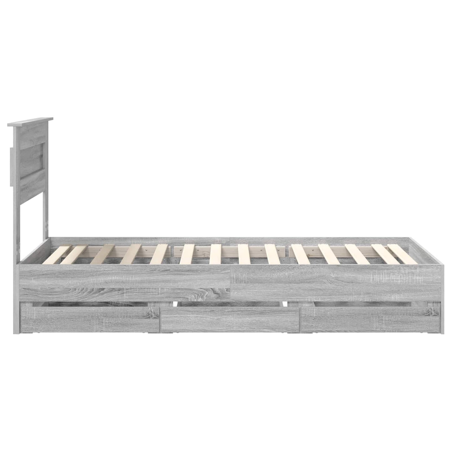 vidaXL Bed Frame with Drawer Grey Sonoma 100 x 200 cm Engineer Wood