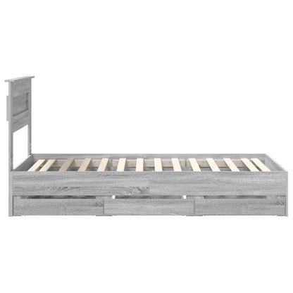 vidaXL Bed Frame with Drawer Grey Sonoma 100 x 200 cm Engineer Wood