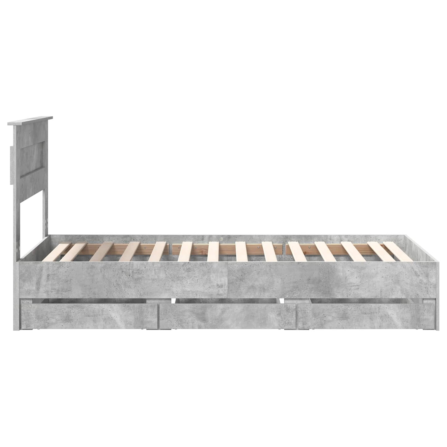 vidaXL Bed Frame with Drawer Concrete Grey 90 x 190 cm Engineer Wood