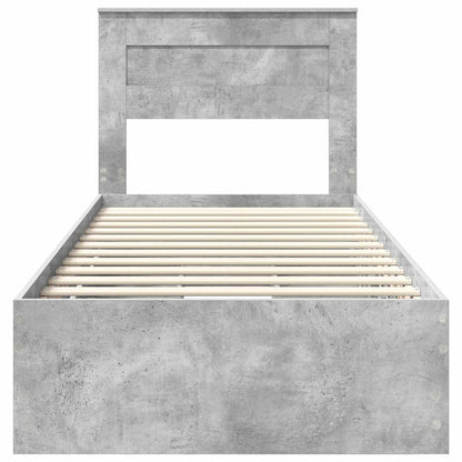 vidaXL Bed Frame with Drawer Concrete Grey 90 x 200 cm Engineer Wood